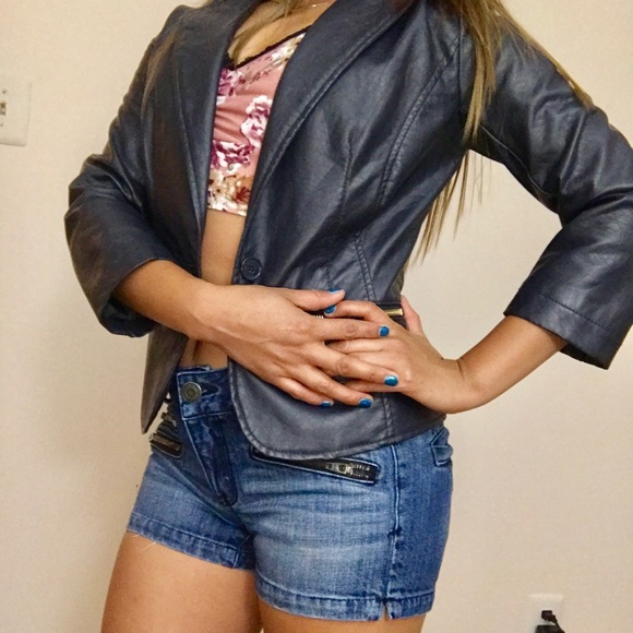 Last Kiss Faux Leather Blazer Jacket - Picture 3 of 7